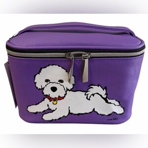 Marc Tetro Purple Bichon Frise Dog Cosmetic Makeup Travel Case Bag NEW
